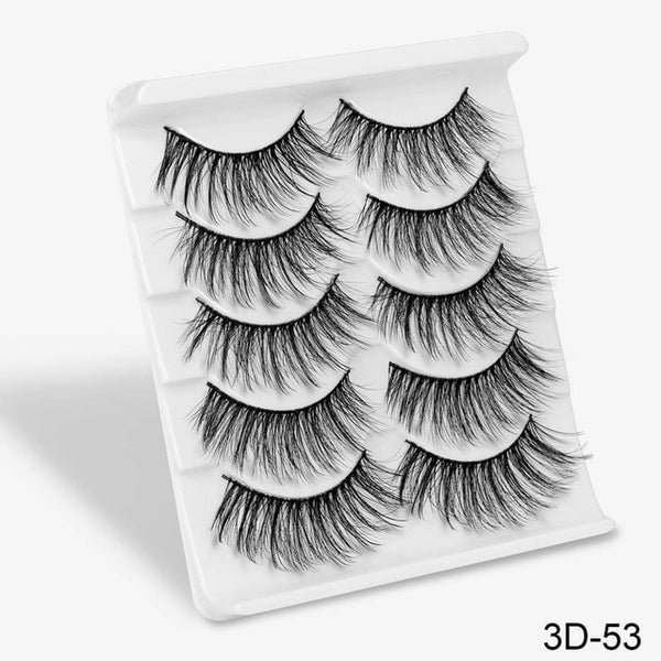 3D Mink Hair False Eyelashes Natural/Thick 5Pairs - shopngos