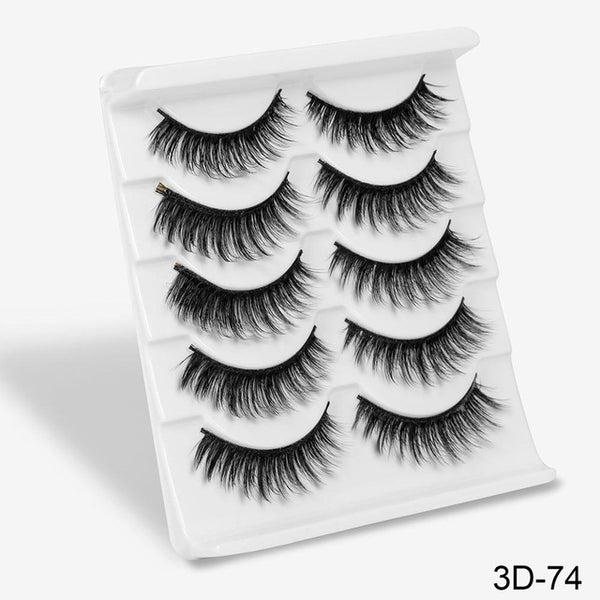 3D Mink Hair False Eyelashes Natural/Thick 5Pairs - shopngos