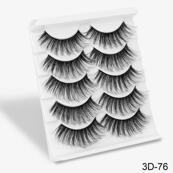 3D Mink Hair False Eyelashes Natural/Thick 5Pairs - shopngos