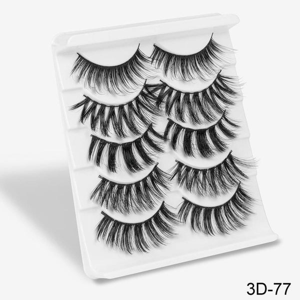 3D Mink Hair False Eyelashes Natural/Thick 5Pairs - shopngos