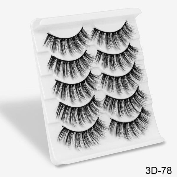 3D Mink Hair False Eyelashes Natural/Thick 5Pairs - shopngos